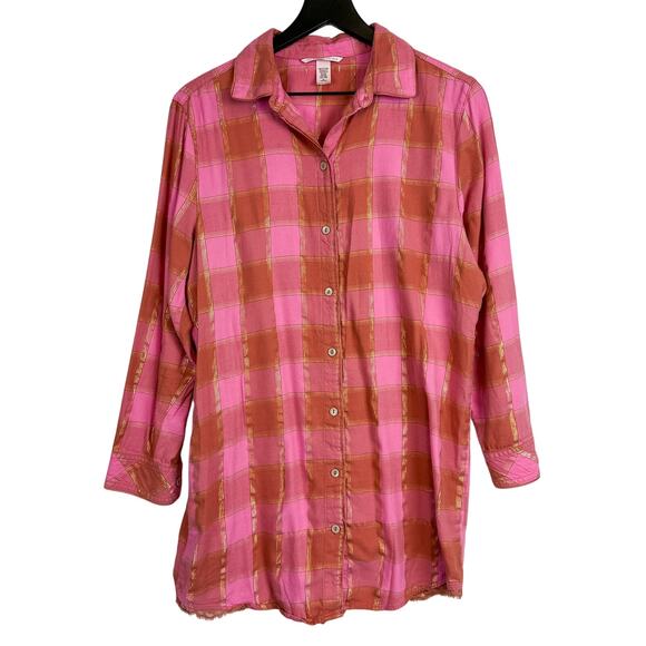 Victoria’s Secret Pink Red Gingham Sleep Pajama Shirt - M - Picture 1 of 7